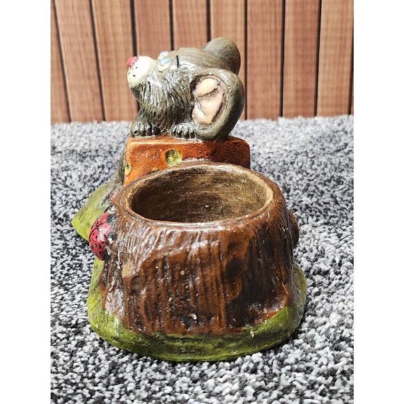 Vintage Chalkware Mouse with Cheese Tealight Candle Holder - Picture 5 of 9